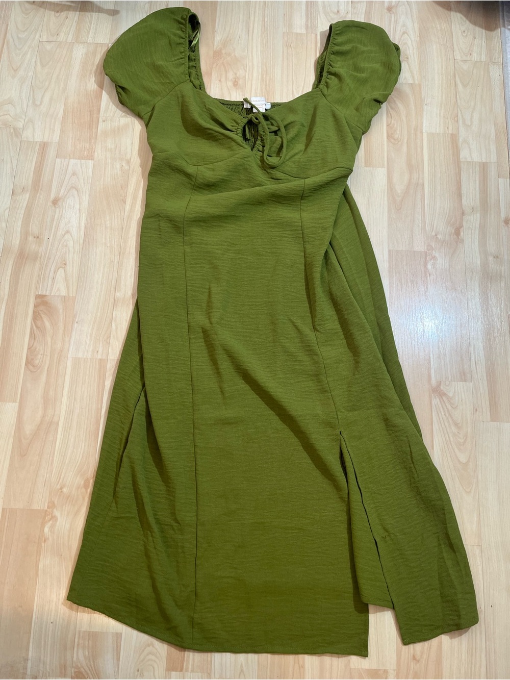 Monteau Womens MIDI Puff Sleeve Short Sleeve Dress Size Large